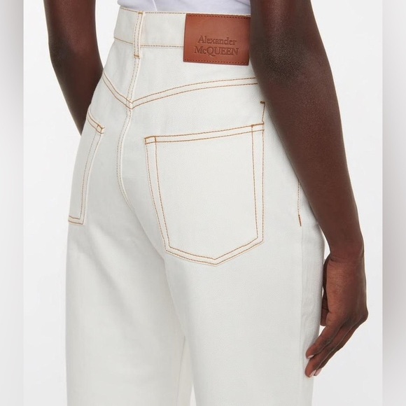 NWT Alexander McQueen White Straight Leg Denim Jeans Sz 28 - Picture 3 of 15